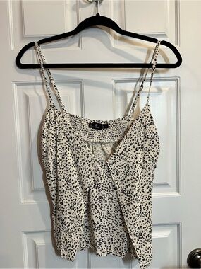 Volcom Cream and Black Leopard Print Cami Top